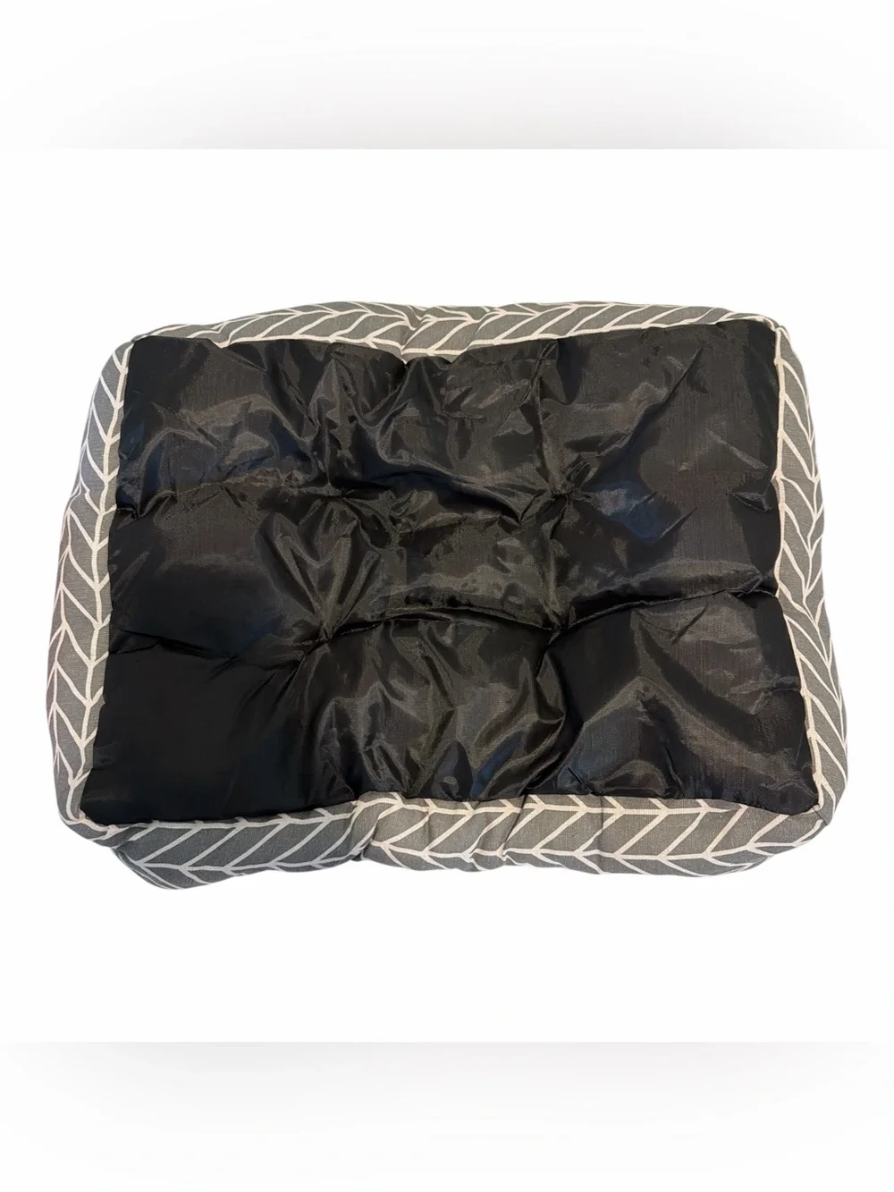 Gray & White Cushioned Dog Bed Small